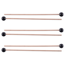 6Pcs Soft Rubber Sticks Wood Handle Bell Mallets for Glockenspiel Xylophone Bell Music Instruments Parts Black