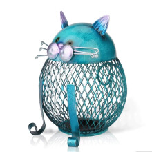 Wrought Iron Piggy Bank Set for Kids and Adults, Durable Hollow Carved Coin Bank, Decorative Accent (2pcs)