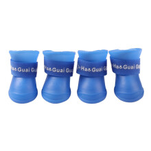 (Blue, S) 4 Pcs Waterproof Pet Boots Dog  Protective Rubber Rain Shoes Candy Color
