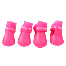 (Rose Red, M) 4 Pcs Waterproof Pet Boots Dog Protective Rubber Rain Shoes Candy Color