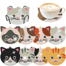 Diamond Mosaic Coasters 8pcs Diamond Embroidery / Painting with Rhinestones / Cat