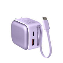 35W GaN Ultra Fast Charger with Retractable Type-C A+C Cable Quick Charging Adapter for IPhone17 15 16 US Plug
