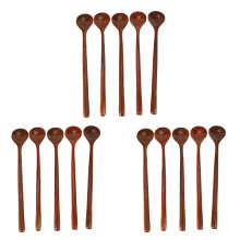 Cucharas Largas de Madera, 15 Piezas Estilo Coreano 10,9 Pulgadas de Mano Largo de Madera Natural  para Sopa Mezclador Agitador de Cocina