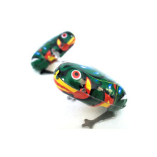 Vintage Tin Wind Up Jumping Frogs Set with Durable Metal Construction and Retro Design