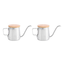 2X Teiera Da Caffè in Acciaio Inossidabile Da 250 Ml Teiera A Becco Lungo Pentola per Caffè A Collo di Cigno Bollitore A Goccia A Mano Bollitore con
