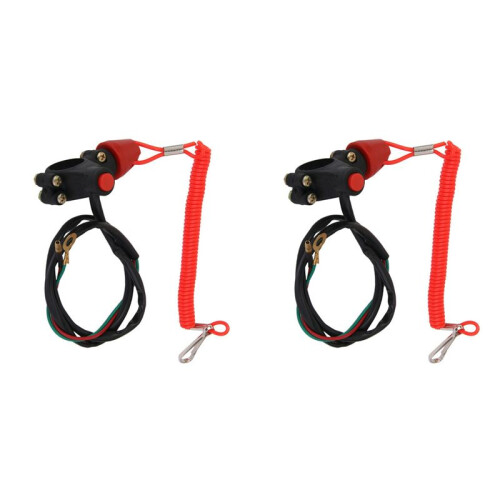 2X Emergency Stop  Tether Lanyard Emergency Kill Stop Engine  Push Button for ATV Motorcycle Boat