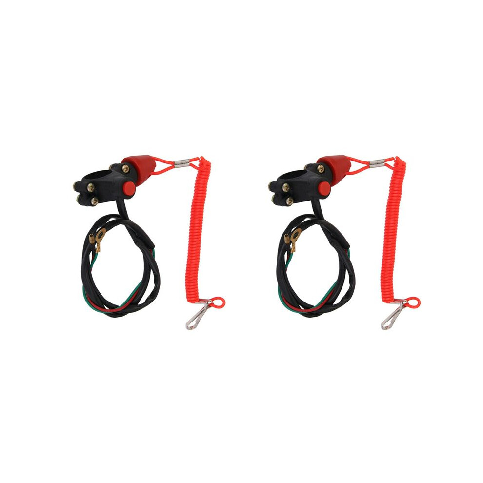 2X Emergency Stop Tether Lanyard Emergency Kill Stop Engine Push Button For Atv Motorcycle Boat 6031762682207