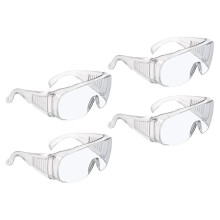 4-Pack Anti-Fog Safety Goggles, Clear Protective Glasses with Side Shields, over-Glasses Fit for Lab and Outdoor Use