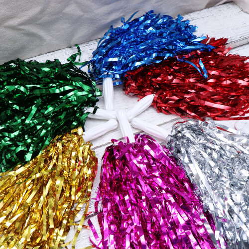 12 pezzi pompon con manico dritto per cheerleading e spettacoli 1