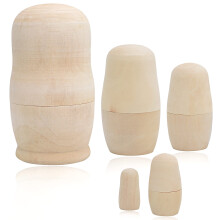 Wooden Nesting Dolls Set of 5 Blank Matryoshka for DIY Painting and Creative Skill Building