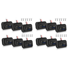 12 STUKS 12V/24V RV USB-Uitgang, Dubbele PD3.0 Type-C (USB C) en Snel Opladen QC3.0 USB-A-Poort, Paneelmontage Auto USB-Aansluiting Oplader