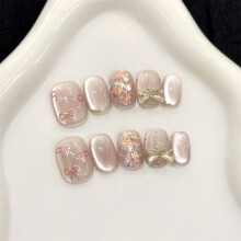 (XS) 10PCS Glitter Fake Nails, Chip-Proof for Stage Wear