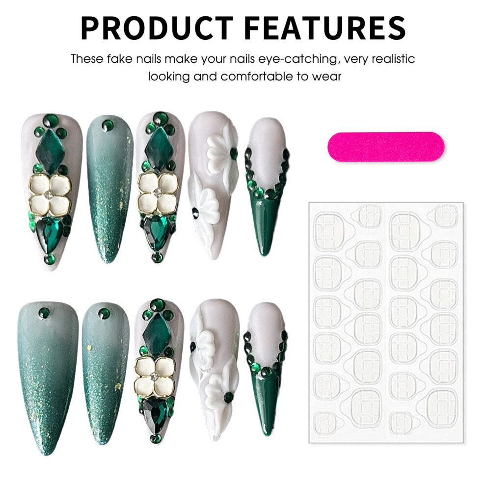 Penghui-Toys (Xs) Women Artificial Nail With Flower Handmade Flowers Glitter Acrylic Nails For Diy Nail Design Art Salon