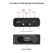 Wireless DIY Shell 21700 Battery Storage Box Quick Charge 22.5W Detachable Power Bank Case Without Battery White