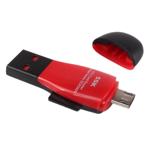 SSK SCRS600 Card Reader Plug and  Dedicated OTG 180Mbps USB2.0 Micro- TF Dual Purpose Card Reader for Android