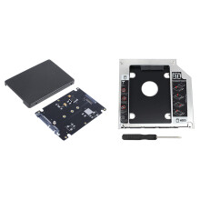 1 Pcs M.2 NGFF () SSD to 2.5 Inch Adapter Card 8mm & 1 Pcs 2Nd HDD HD SSD Enclosure Hard Drive Caddy Tray