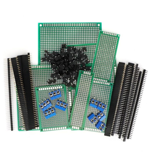 147-Piece PCB Circuit Board Prototype Kit - Double-Sided Perf Boards in 6 Sizes