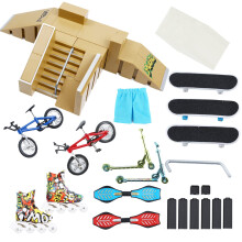 Finger Skateboard Park Kit with ReadytoAssemble Ramps, Bikes, Skates and Scooters
