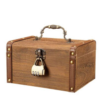 Wooden Piggy Bank ShatterResistant Solid Wood Money Saving Box for Kids and Adults 12.5x8.5x7.5cm