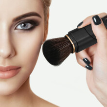 Black Rotating Handle Powder Brush Dual Ended Makeup Brush, Soft Bristles