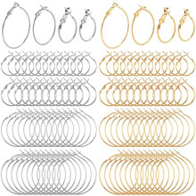 96Pcs Hoop Earrings Finding, for Jewelry Making, Gold Silver Open Beading DIY Earrings Art Accessories