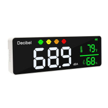 3-In-1 Decibel Meter Geluidsniveau Lezer + Vochtigheid & Temperatuur. Klaslokaalgeluidsmeter, SPL- en DB-Meter voor Wandmontage