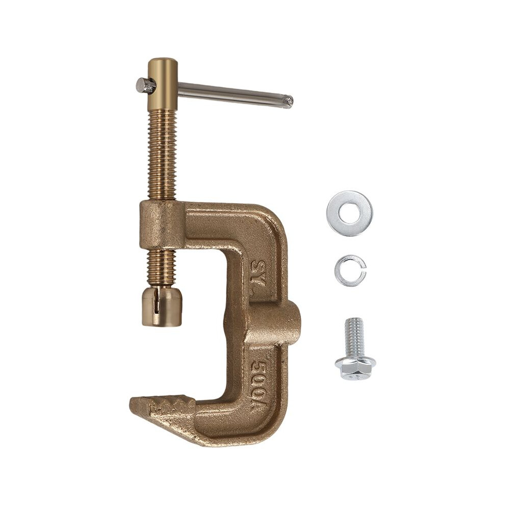 Welding Ground Clamp, 500A Current G-Type Solid Brass Ground Clamp, 43Mm Jaw Width For Tig Mig Mma Welders 4711941667769