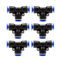 100 Sztuk PE ZłąCzki Pneumatyczne Montaż z Tworzywa Sztucznego Typu T 3-DrożNy do 4Mm 6Mm 8Mm 10Mm Tee Tube Szybkie ZłąCze Blokada PE-6