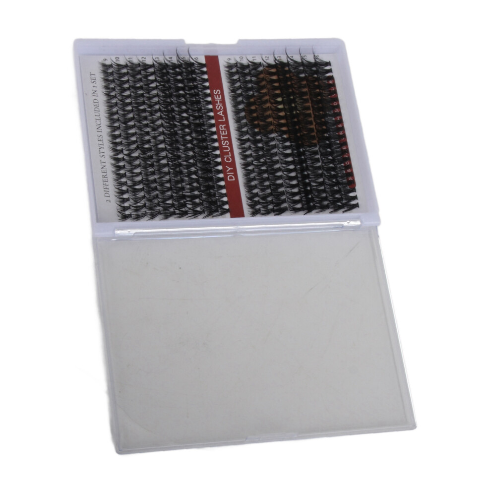 DIY Lash Extension Kit 240pcs 9-16mm Clusters with 2ml Adhesive & Tweezers