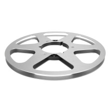 Empty 10.5 Inch Aluminum Tape Reel 1/4 Size Silver 6 Hole Sound Takeup Reel