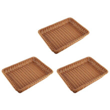 3X Panier en Rotin en Plastique, Panier Une Pain, Magasin de Pain, Brun