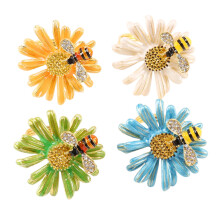 Bee Flower Gold Napkin Rings, Summer Sweet Holiday Napkin Rings 4-Piece Set, Napkin Cloth, Napkin Buckle for Wedding
