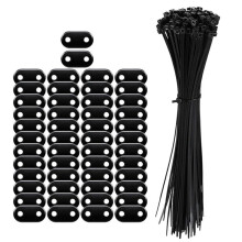 50 Stück Kordelstopper, 2 Löcher, Kunststoff, Schwarz, Kordelklemme für Seile, Feder, Knebelstopper, Schieber, Schwarz
