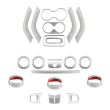 21Pcs Car Interior Decoration Cover for JK 2007-2017 Interior Trim Kit Silver
