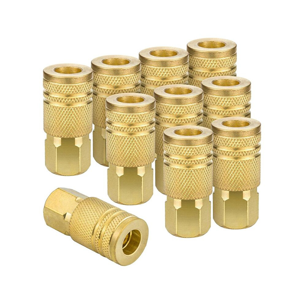 1/4-Inch Brass Female Industrial Coupler,10 Pack Quick Connect Air Couplers Npt Internal For Air Hose Accessories 4711724355470