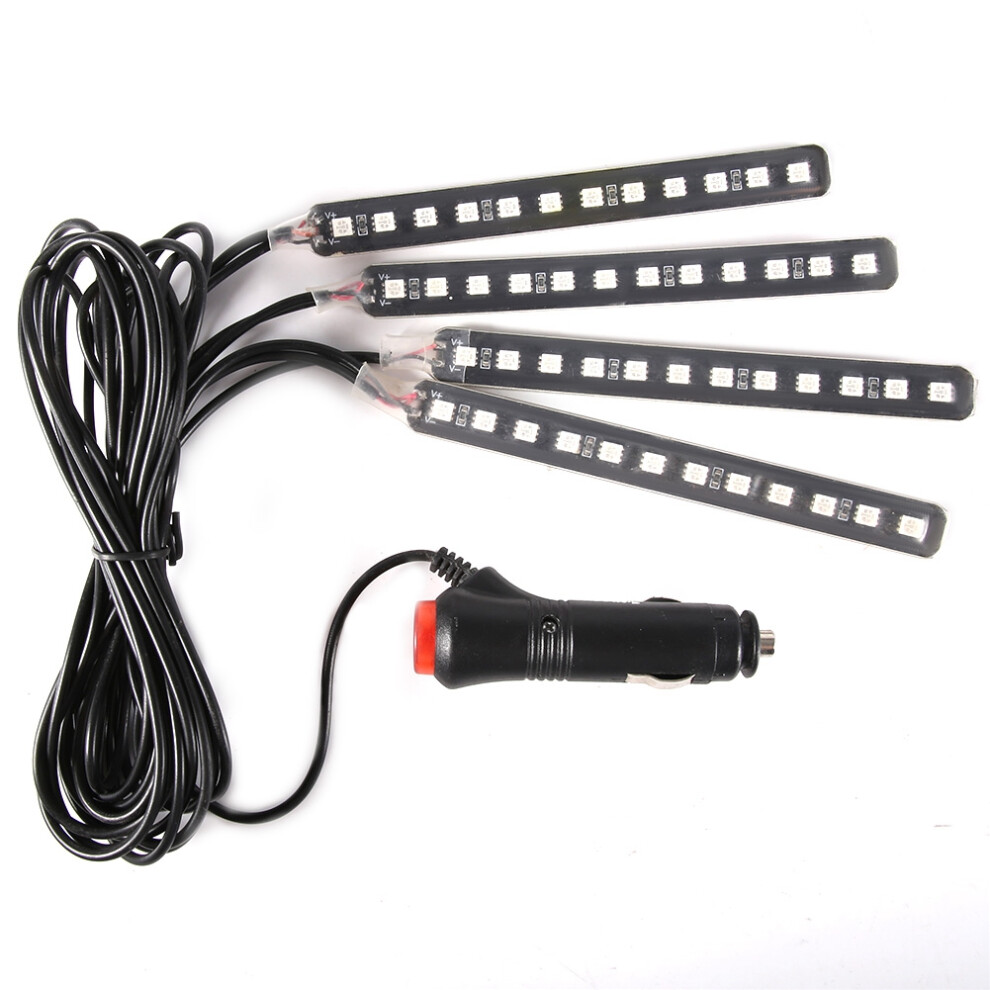 12V Rgb Led Car Interior Strip Lights Foot Atmosphere Lamp Remote Blue 6941393332344