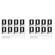 16pc Metal Mirror Holder Kit, Mirror Clips with Screws Rubber Pads Mirror Hooks Heavy Duty Mirror Hanger Hardware Silver