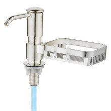 Soap Dispenser for Kitchen Sink, Built in Soap Dispenser Pump with Sponge Holder, Under Counter ABS Pump Heads Silver