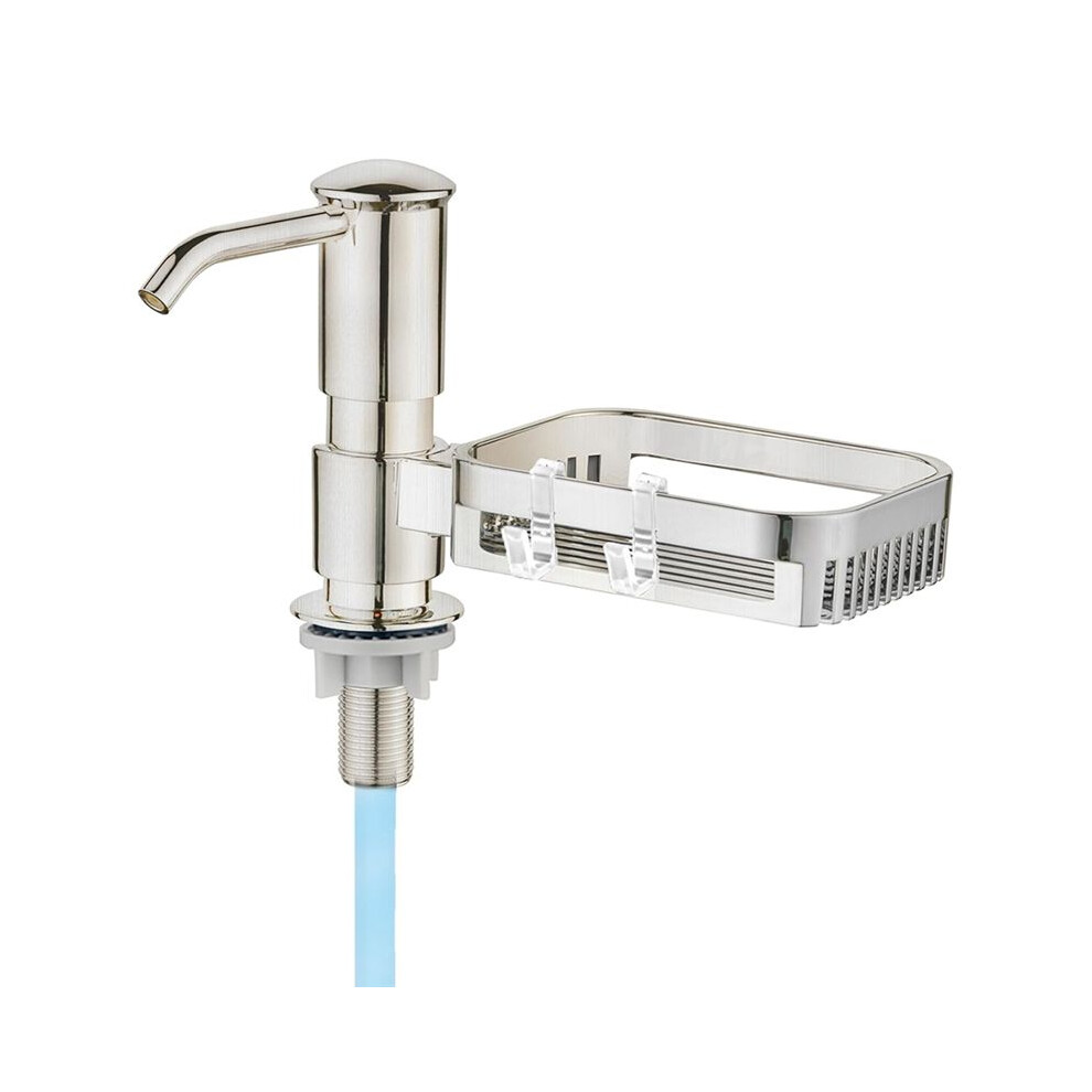 Soap Dispenser For Kitchen Sink, Built In Soap Dispenser Pump With Sponge Holder, Under Counter Abs Pump Heads Silver 4713887340669