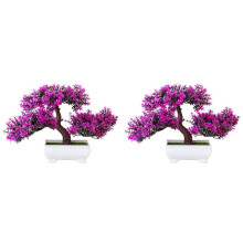 2X Artificial Plants Bonsai Small Tree Pot Fake Plant Flowers Potted Faux Bonsai C