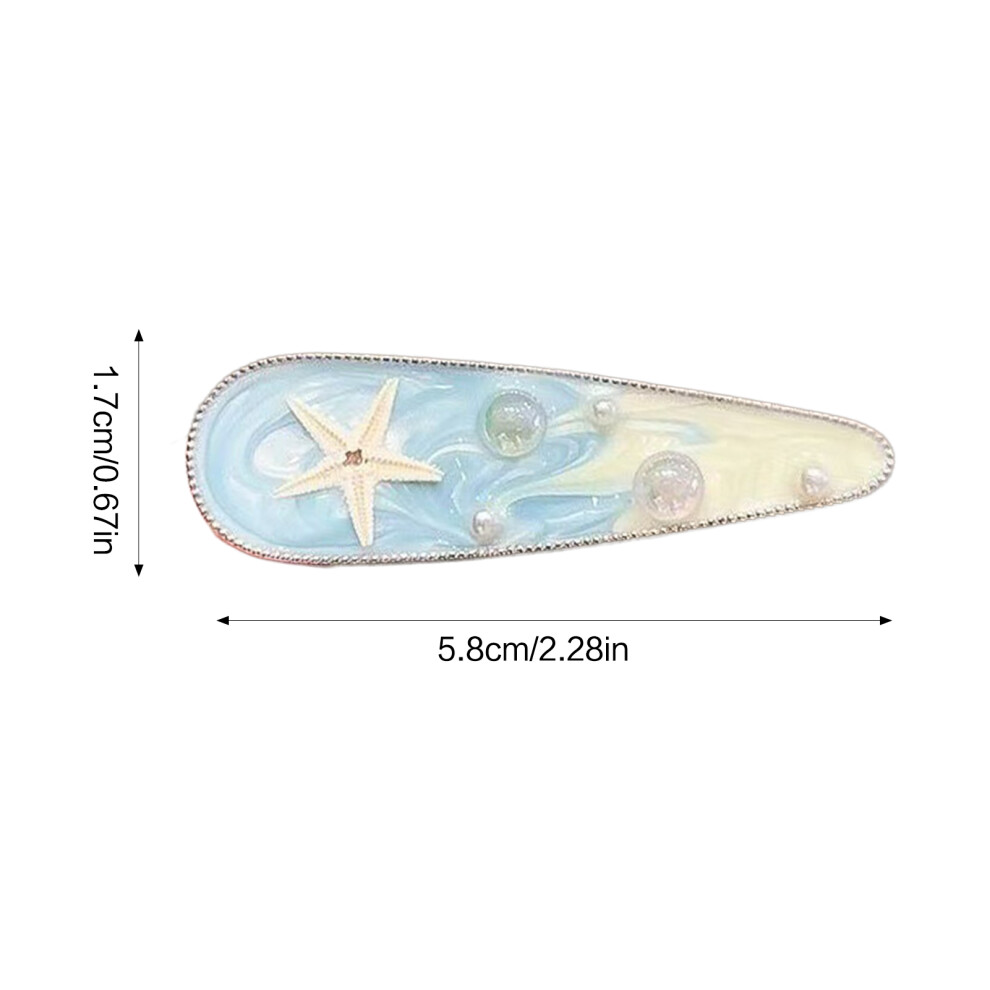 Bright-Home (2) Ocean Theme Hair Barrettes Clips Non-Slip Temperament Side Hairpin Headpiece For Thick Curly And Thin Fine Hair