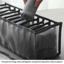 2X Organisateur de Rangement pour Sous-VĂŞtements, Soutien-Gorge, Chaussettes, Tiroir Pliable et Lavable pour VĂŞtements (Noir-11 Grilles)