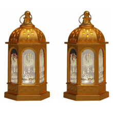 2X Eid Mubarak Led Lantern Ornaments Ramadan Lantern Nightlight Lighting Home Decorations Ramadan Festival Party Gifts,J