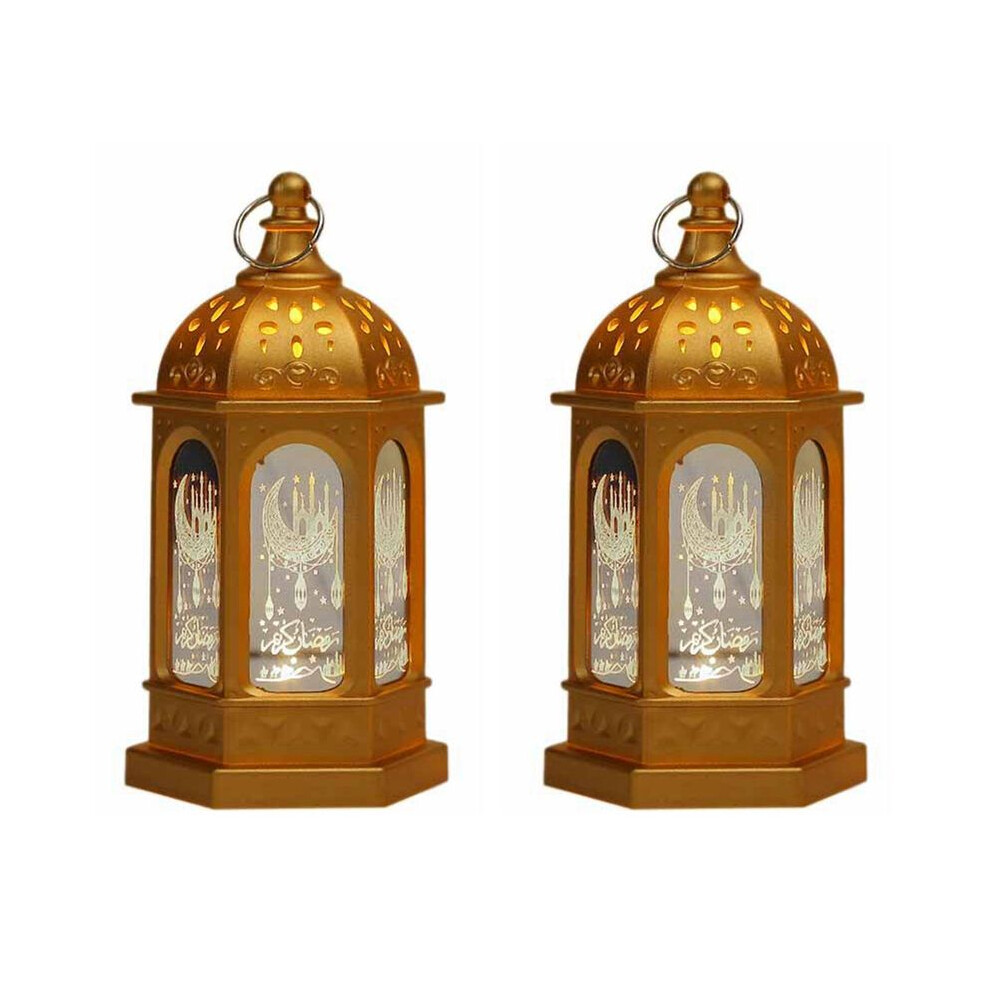 2X Eid Mubarak Led Lantern Ornaments Ramadan Lantern Nightlight Lighting Home Decorations Ramadan Festival Party Gifts,J 6031243005082