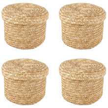 4X Wheat Straw Woven Storage Basket Storage Basket Innovative Basket Rustic Natural Brown Finish Basket(Medium )