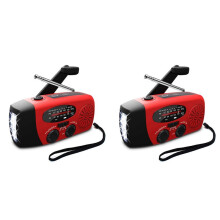 2X Lampes de Poche à LED à Manivelle Alimentée par Dynamo Radio AM/FM/NOAA Lampe de Poche à LED de Secours D'Urgence Alimentation de Secours