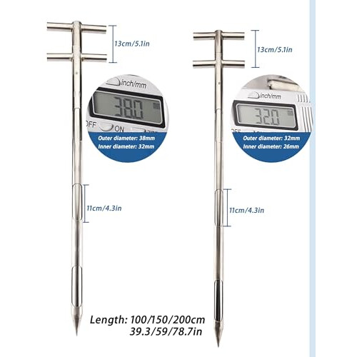 Soil Sampler Probe Stainless Steel with T Handle, Rustproof Clean Sampling Tool for Garden Farm 200CM 2