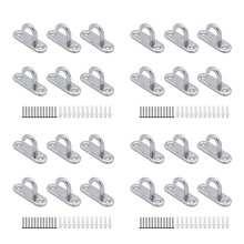 24 Paket Edelstahl Decken Haken M5 Ovale Offene Haken Polster Augen Platte Ankerschraube Wand Halterungs Haken für Pflanzen Korb