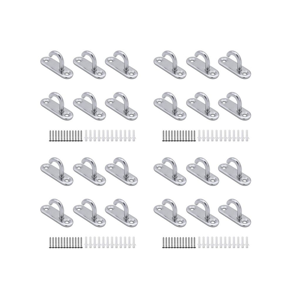 24 Pack Stainless Steel Ceiling Hooks M5 Oval Open Hooks Pad Eye Plate Anchor Screw Wall Mount Hook For Plant Basket 4712331906291