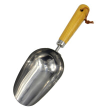 Garden Trowel Stainless Steel Scoop Shovel with Ergonomic Wooden Handle for Transplanting and Digging